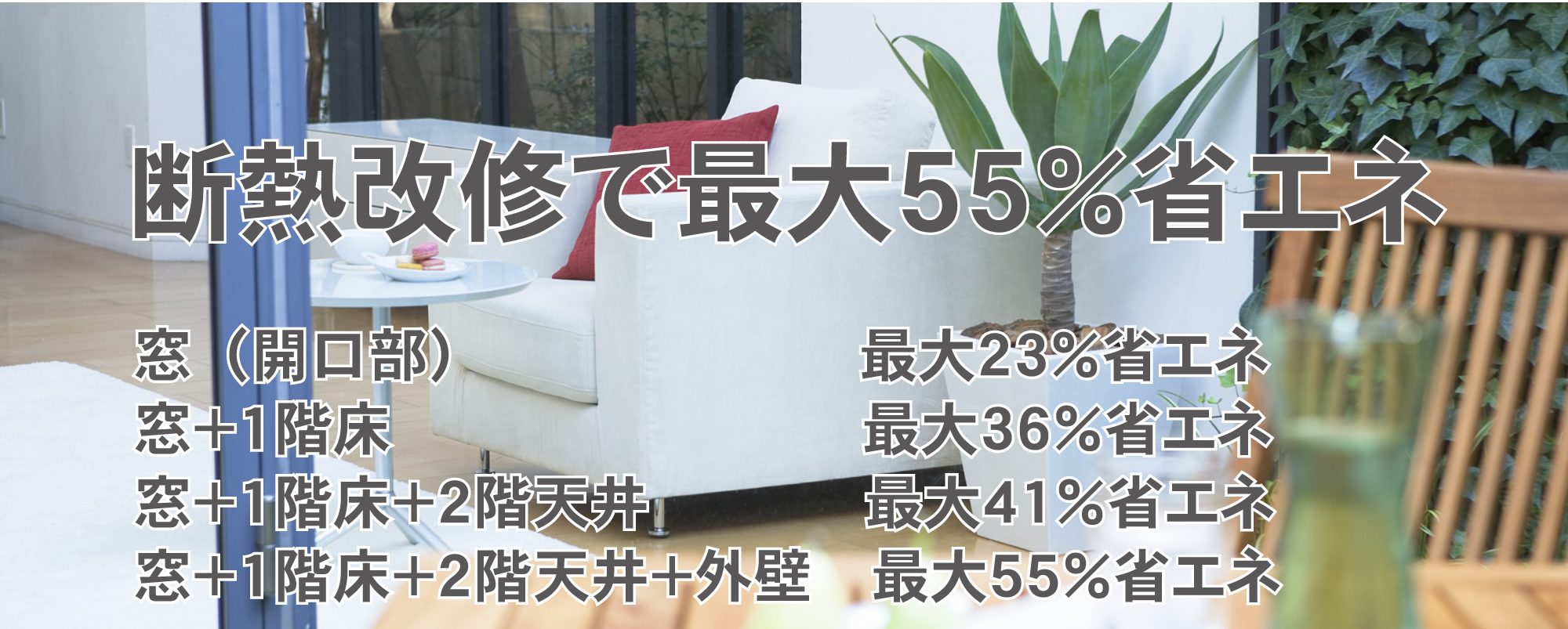 断熱改修で最大55%省エネ